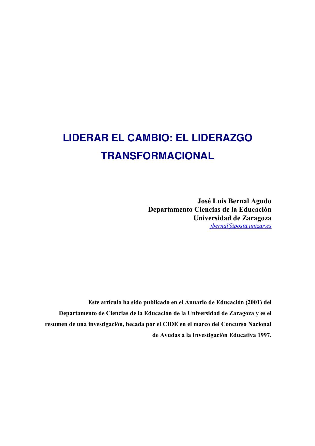 Liderar el cambio: liderazgo transformacional